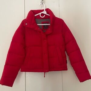 Abercrombie & Fitch Red Puffer Coat